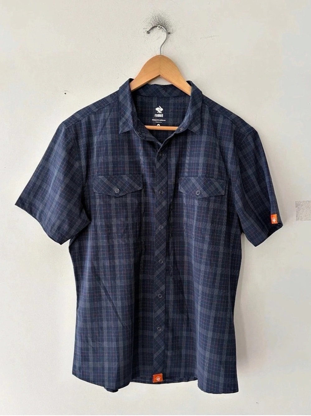 Rabbit High Country Short Sleeve Plaid Shirt Blue Medium